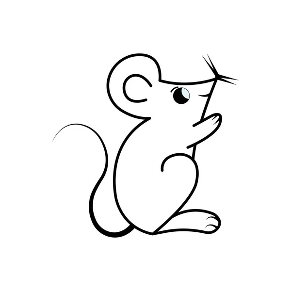 Mouse Desenhos Animados Modelo Ilustração Vetorial Para Colorir Livro Aula —  Vetores de Stock