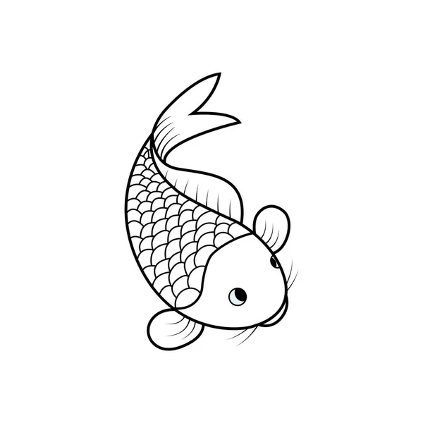 Fish Cartoon Vector Illustration Template Coloring Book Drawing Lesson Children — Wektor stockowy