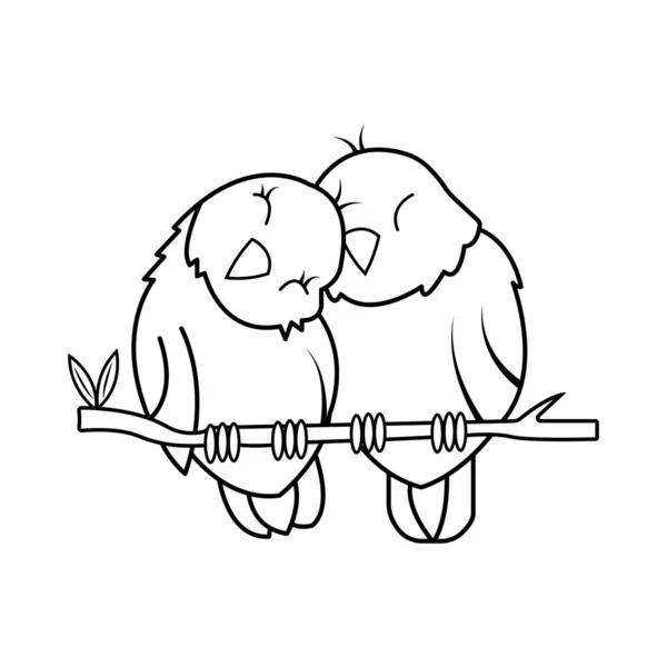 Ptačí Pár Vektorové Ilustrační Šablony Pro Omalovánky Poučení Kreslení Pro — Stockový vektor