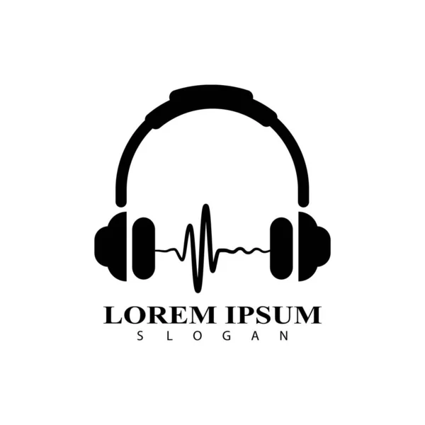 Kulaklık Müzik Stüdyosu Kayıt Müzik Logosu Konsepti Ses Dalgası Soundwave — Stok Vektör