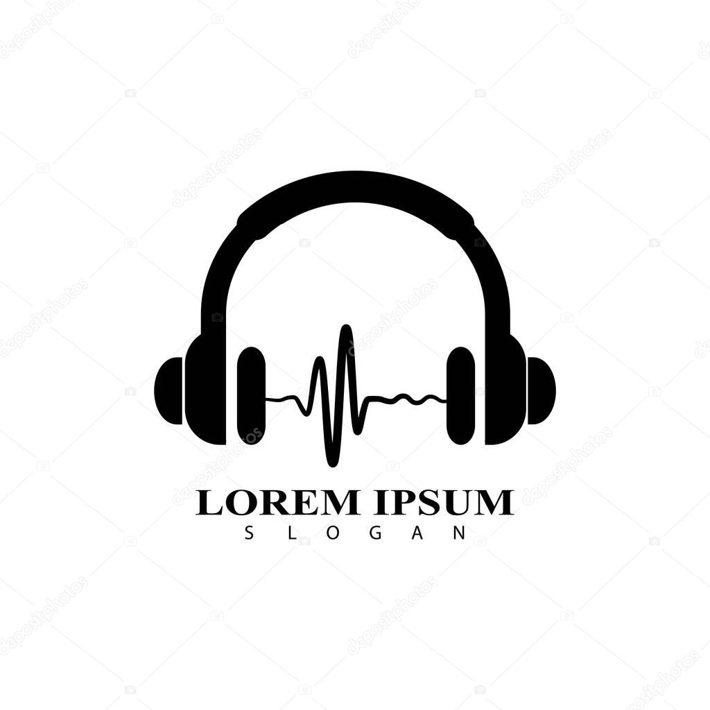 Headphone DJ, Music Studio Recording, Music Logo concept sound wave, Soundwave Logo Design Inspiration