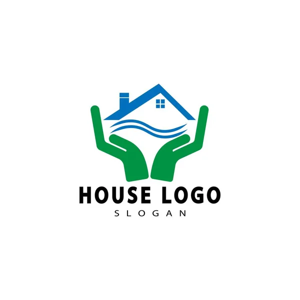 Real Estate Logo Hus Logotyp Design Mall Vektor Illustration — Stock vektor