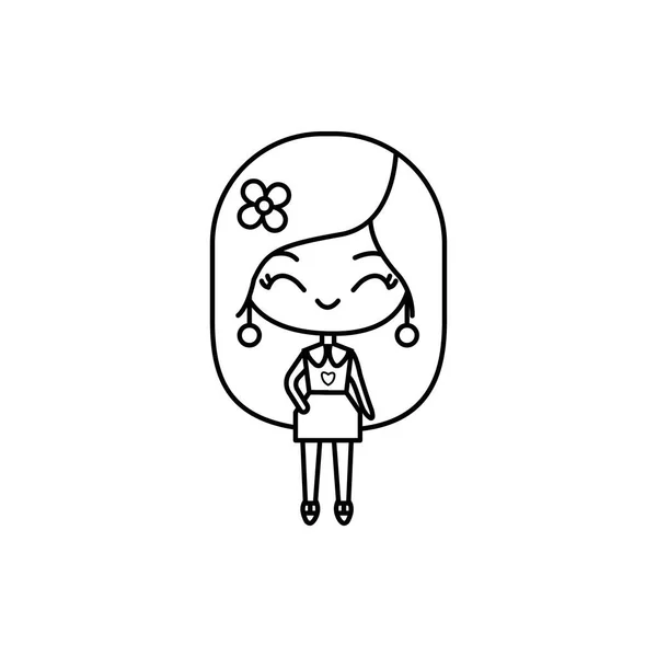 Cute Girl Cartoon Untuk Menggambar Ilustrasi Vektor - Stok Vektor