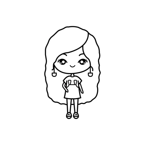 Cute Girl Cartoon Drawing Vector Illustration — Stock Vector