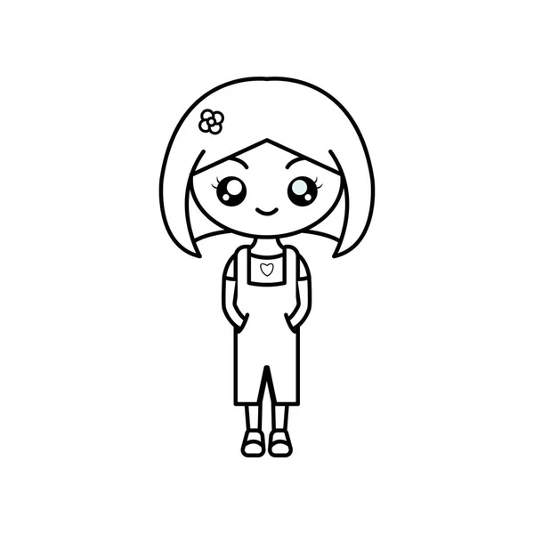 Cute Girl Cartoon Książki Rysunkowej Ilustracja Wektora — Wektor stockowy
