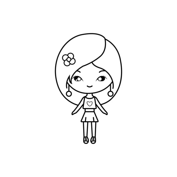 Cute Girl Cartoon Drawing Book Vector Illustration — Stock Vector