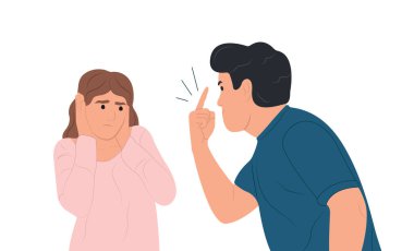 İnsanlar arasındaki anlaşmazlıkların yanlış anlaşılması. Bir erkek bir kadını azarlar, bir kadın gözyaşları içindedir kulaklarını elleriyle kapatır..