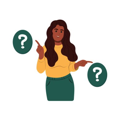 Seçim yap, karar ver. Genç bir kadın iki seçeneği analiz ederek bir seçim yapar. Şüphelenmek, karar vermek, öncelikleri belirlemek..