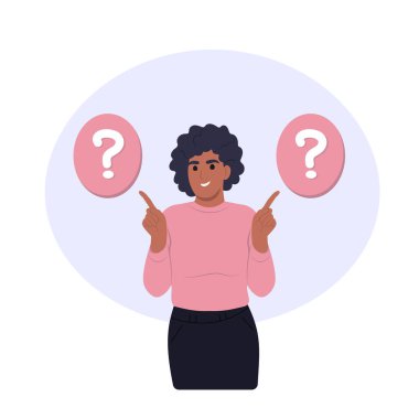 Genç bir Afrikalı Amerikalı kadın iki seçeneği değerlendirip bir seçim yapar..