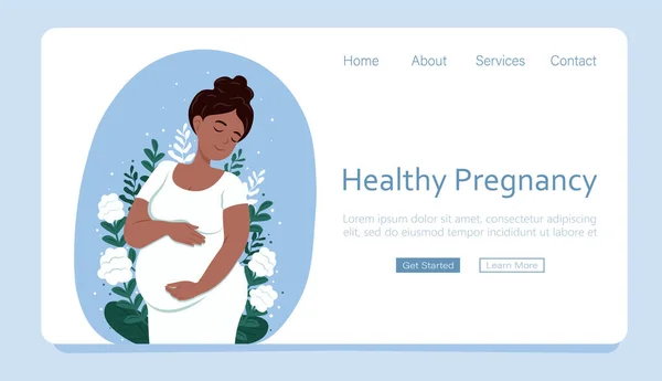 Honlap Sablon Koncepció Terhesség Anyaság Egészséges Terhességi Transzparens Gyönyörű Terhes — Stock Vector