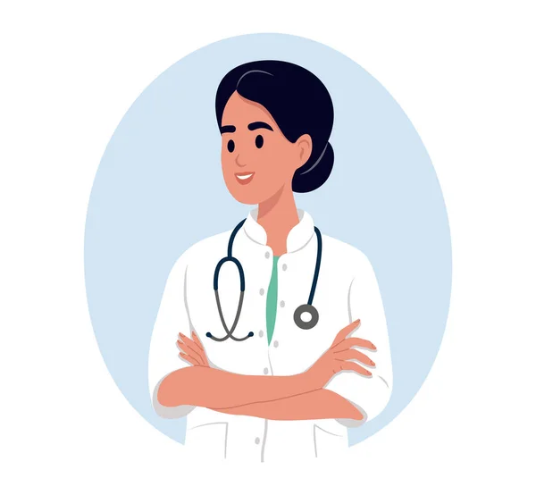 Avatar Una Doctora Sonriente Trabajadora Médica — Vector de stock