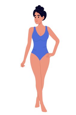 Mayo giymiş zayıf bir kadın. Yaz tatili. Bikinili güzel seksi kız.