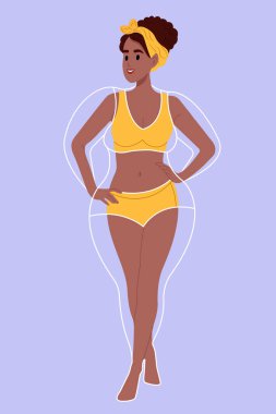 Genç, zayıf Afrikalı Afrikalı Amerikalı kadın kilo vermenin keyfini çıkarırken vücudunda yağ, diyet, sağlık ve vücut bakımı, öncesinde ve sonrasında soyut vücut bakımıyla sonuçlanıyor.