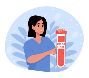 A laboratory technician holds a blood sample for thalassemia. clipart