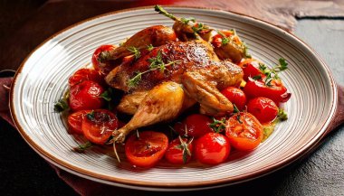 sebze ve baharatlı tavuk budu.