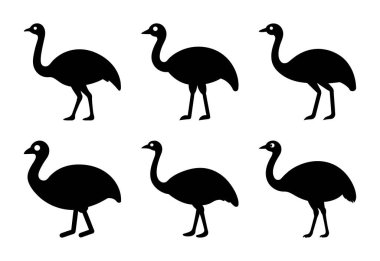 Altı Basit Emu Siluet Simgesi