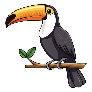 Tatlı çizgi film Toucan Bir dalın üzerine tünemiş