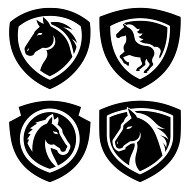 Siyah at logo tasarım vektör şablonu