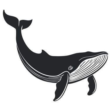 balina hayvan simgesi, siyah monokrom tarzı