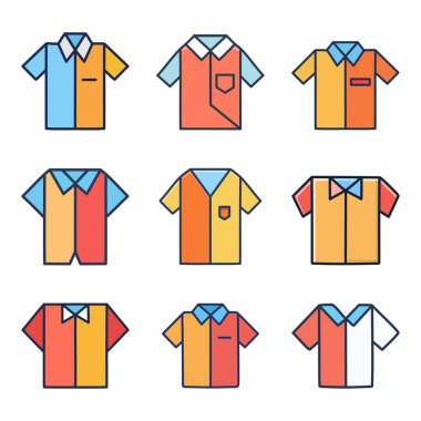 Renkli Çift Renkli Kısa Kollu Gömlekler Koleksiyonu