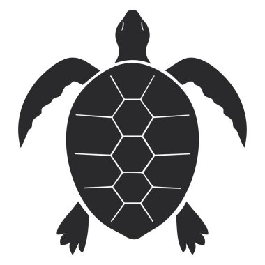 Basit Siyah ve Beyaz Kaplumbağa Silueti