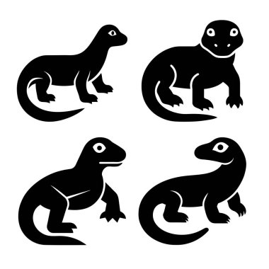 Farklı hayvanlarla siyah siluet vektör kümesi