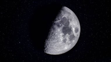 Big moon in the night starry sky