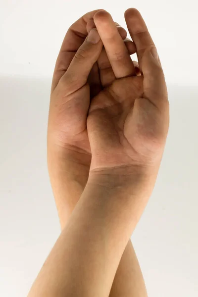 Sammenføyde Hender Abstraksjoner Linjer Hånden – stockfoto