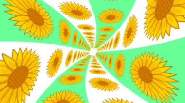 Bu, çarpık bir ayçiçeği desenli tünel arka planının hareketli grafik animasyonu..