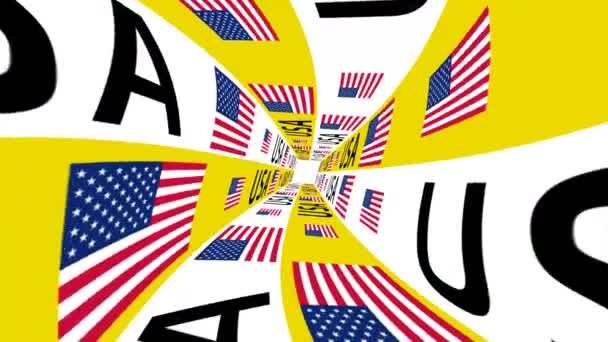 Анимационное Видео Изображением Американского Флага Типографском Стиле Выполненном Фоне Тоннеля — стоковое видео