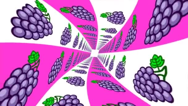 Este Vídeo Animação Gráfica Movimento Fundo Túnel Torção Fruta Uva — Vídeo de Stock