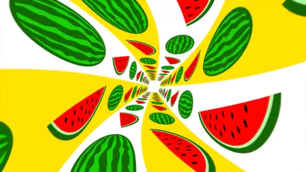 Dit Een Bewegende Animatie Video Van Een Watermeloen Fruit Twisting — Stockvideo