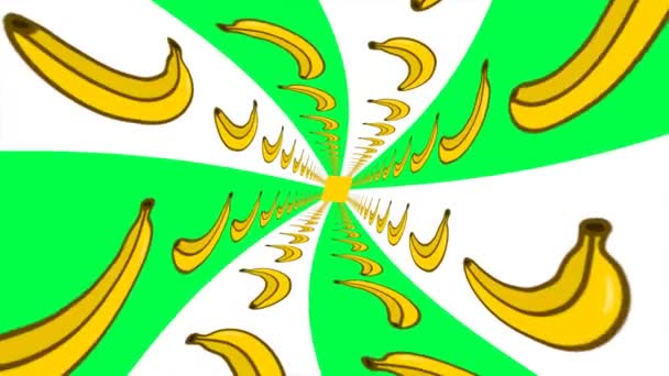 Este Vídeo Animação Gráfica Movimento Fundo Túnel Torção Frutas Banana — Vídeo de Stock