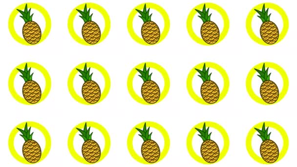 Ananas Fruit Patroon Achtergrond Overgang Animatie — Stockvideo