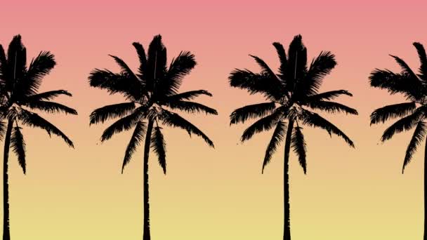 Motion Graphic Animation Video Tropical Palm Tree Pattern Looping Background — Stock Video