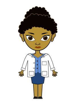 Kadın Laboratuvar Teknisyeni Çizgi Film Çizimi