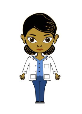 Kadın Eczacı Çizgi Film İllüstrasyonu