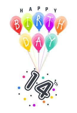 Renkli Parti Balonlarına Bağlı 14. yaş günün kutlu olsun.