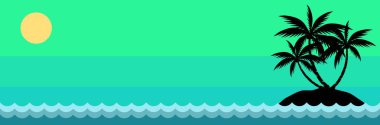 Tropik Palmiye Ağacı Günbatımı Plaj Adası Afiş Arkaplanı 