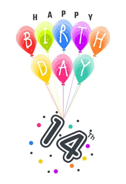 Renkli Parti Balonlarına Bağlı 14. yaş günün kutlu olsun.