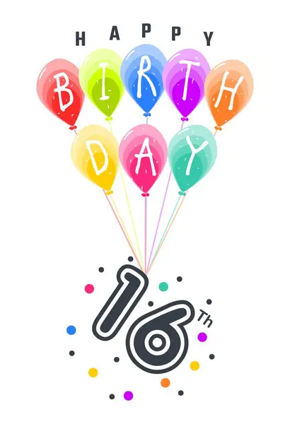 16. doğum günün kutlu olsun Renkli Parti Balonlarına Bağlı