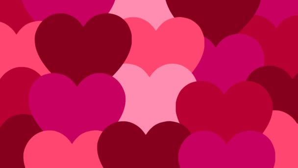 Stop Motion Cartoon Animation Featuring Pink Moving Hearts Background Seamless — Stock Video