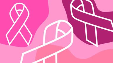 Kıvrımlı göğüs kanseri kurdele ikonu soyut arkaplan animasyonu