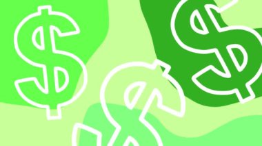 Kıvrımlı para dolar işareti soyut arkaplan canlandırması