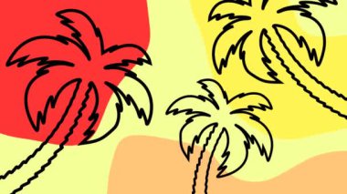 Kıvrımlı tropikal palmiye ağacı simgesi soyut arkaplan canlandırması