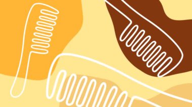 Kıvırcık kuaför tarağı soyut arkaplan animasyonu