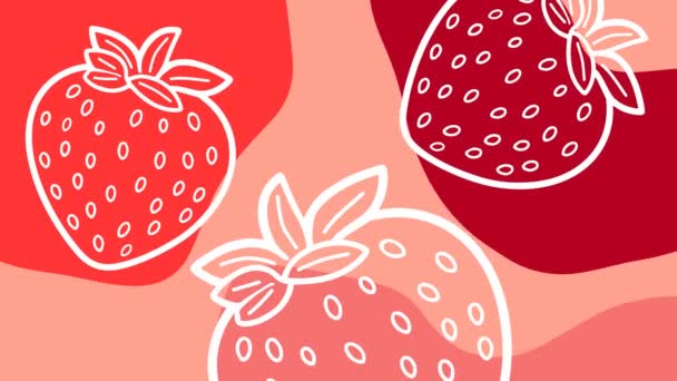 Wiggly Fraise Fruit Abstrait Animation Fond — Video