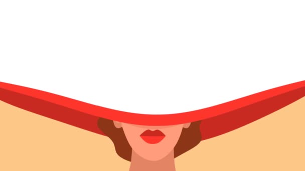 Mulher Rosto Com Chapéu Vermelho Fluindo Abstrato Animação Fundo — Vídeo de Stock