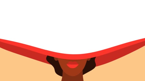Wajah Wanita Hitam Dengan Topi Merah Animasi Latar Belakang Abstrak — Stok Video