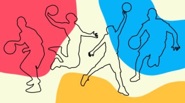 Kıvırcık soyut basketbol oyuncusu arkaplan animasyonu